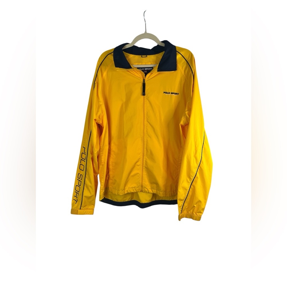 Vintage Polo Sport Ralph Lauren Yellow‎ Windbreaker Jacket XL USA Spell Out 90s